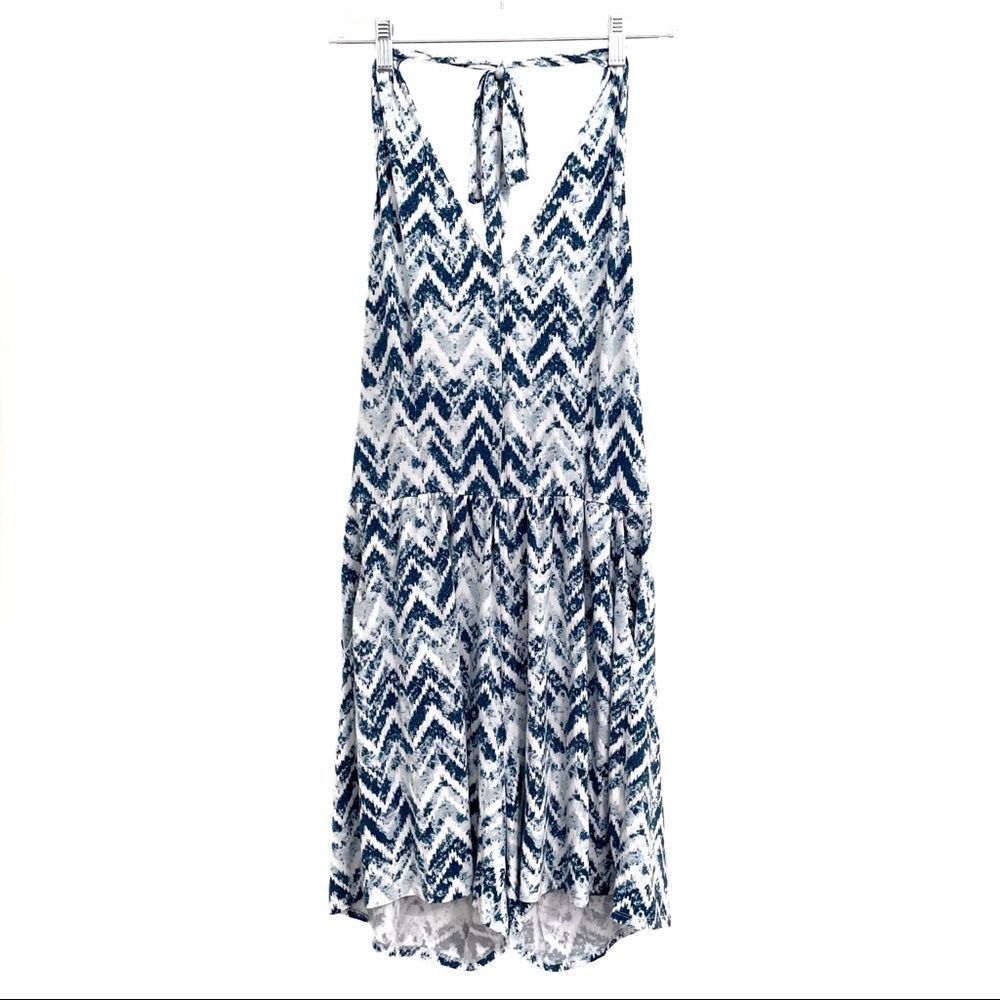 Summer & Sage Chevron Halter Neck Romper Blue Large